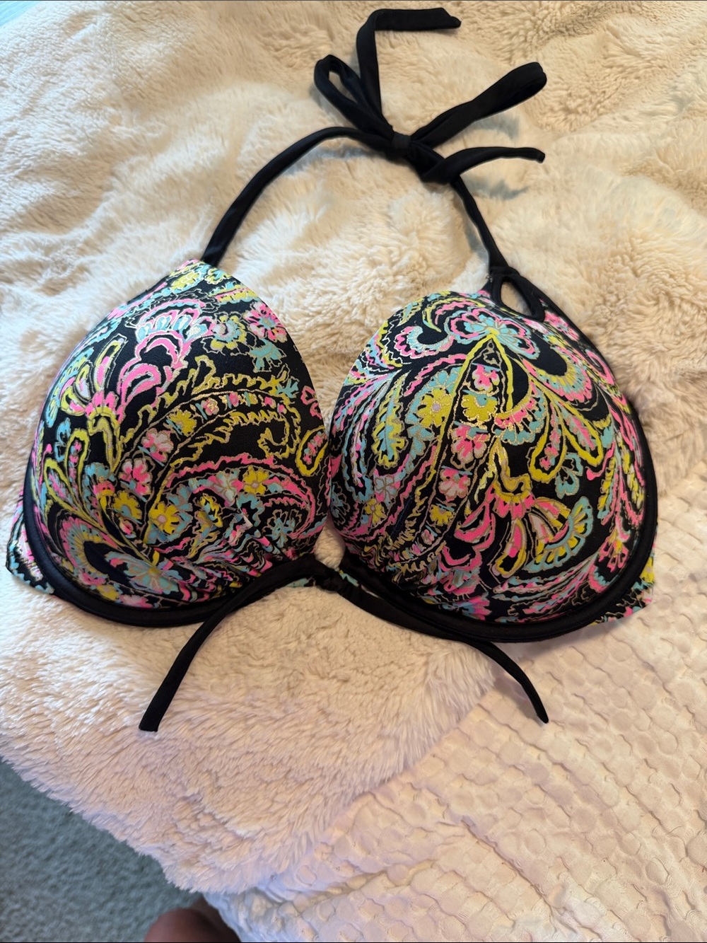 Black Paisley Push-Up Halter Bikini Top - Women Intimates & Sleepwear